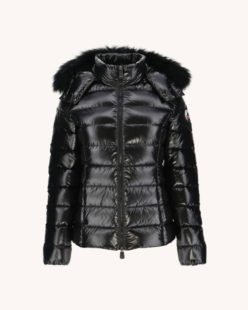 מעיל פוך עם קפוצ'ון לכה קר קיצוני Noir Luxe Jott
