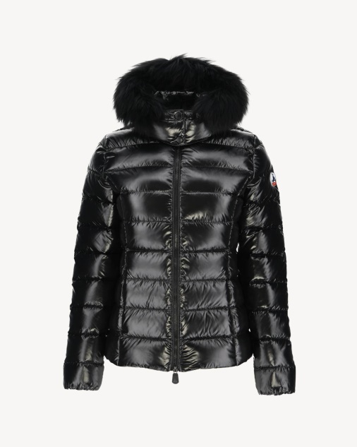 מעיל פוך עם קפוצ'ון לכה קר קיצוני Noir Luxe Jott
