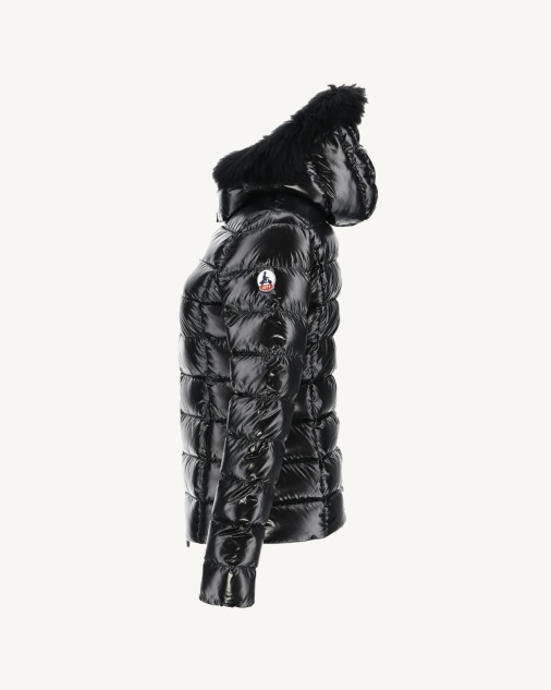 מעיל פוך עם קפוצ'ון לכה קר קיצוני Noir Luxe Jott