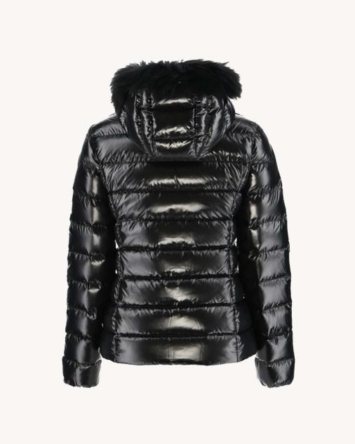 מעיל פוך עם קפוצ'ון לכה קר קיצוני Noir Luxe Jott